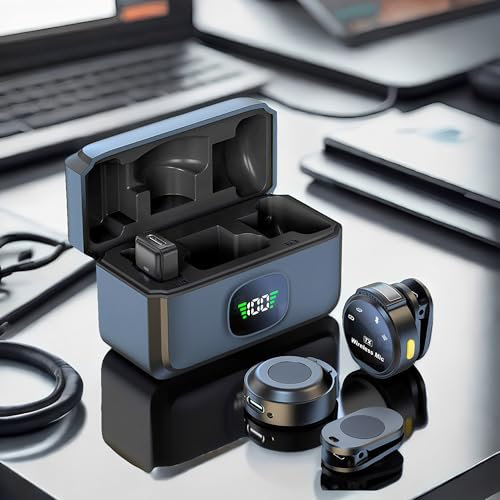 WDEC Compatible Movil Micrófono Bluetooth, Micrófono Inalámbrico Reducción Ruido, Micrófono Inalámbrico Clip Cuello Alta Definición Reverberación Transmisión Aire Libre, Puerto Carga Tipo-C