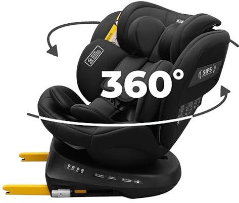 KidsZone Kindersitz 9-36 kg i-Size 40-150 cm – Autositz mit ISOFIX, 360° drehbar, RWF & FWF, 5-Punkt-Gurt, höhenverstellbar, Memory Foam – Auto Kindersitz für Babys & Kinder