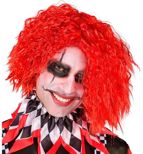 W WIDMANN MILANO Party Fashion - Perücke Killer Clown, grün oder rot, Kunsthaar, Accessoire Horror Clown, Halloween Verkleidung