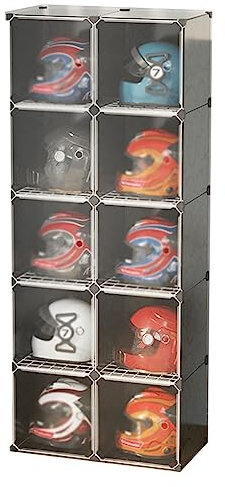 Motorcycle Helmet Display Stand Storage Cabinet Dust proof Rack for Motorcycle Electric Bike Helmet Clothing Bags Books (Black 72x36.5x180cm)