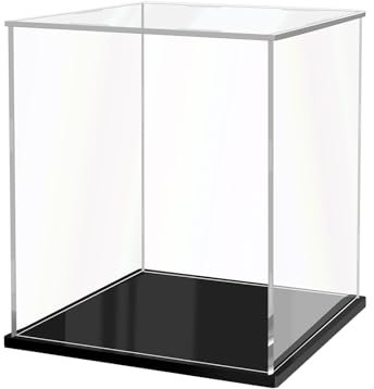 JUJOMAT Acryl Vitrine Schaukasten Box Klare Acryl Vitrine mit Schwarzer Basis Display Box für Figuren Sammlerspielzeuge 25*15*30cm