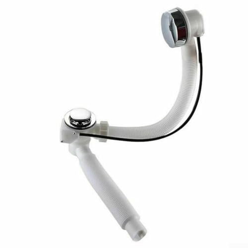 Sandyseptember Kit de vidage et trop-plein de baignoire, trop-plein de rechange, poignée chromée conçue pour la plupart des baignoires, tuyau en plastique flexible