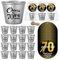 Skybooly 50 Set 70th Birthday Party Favors for Guests Souvenir Shot Glasses Cheers to 70 Year Stainless Steel Shot Glasses Thank You Tag Organza Bag Twine Birthday Gift for Anniversary Wedding Shower