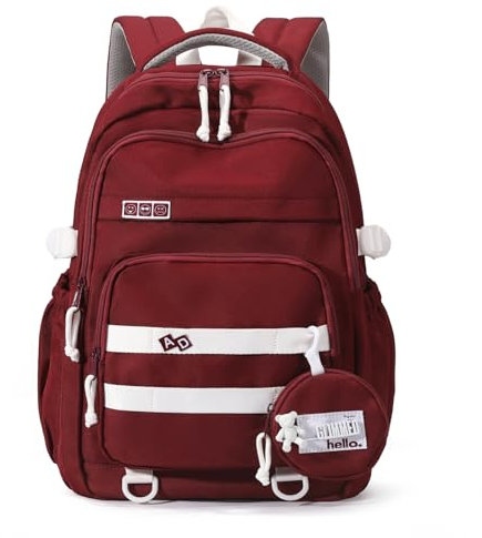 Amythe Schulrucksack Mädchen Teenager, Wasserdicht Daypack, Leichter Schulranzen Mädchen mit Großem Fassungsvermögen Modisch Rucksack für Schule oder Reisen -Hellgrau