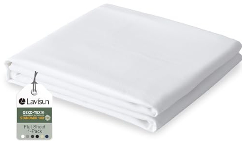 Lavisun Twin Flat Sheets Only, 1 Pack Soft Brushed Microfiber Bedding Sheets for Hotel, Massage, Hospital, Home, Dorm, Bulk Top Flat Sheets Only Twin Size (White)