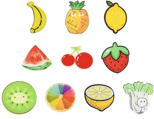 Airssory 20 Stück 10 Stile Obstabzeichen Brosche Pins Niedliche Banane Kiwi Kirsche Emaille Pins Erdbeere Abzeichen Zitrone Anstecknadel für Kleidung Taschen Jacken Hüte Rucksäcke Zubehör