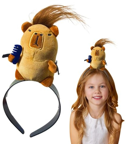 Capybara Stirnband - niedliche Plüsch Cartoon Doll Anhänger Haarband | Lustige ausgestopfte Tierkopfbedeckung | Entzückendes Modeaccessoire für Make -up, Reisen, Strandpartys, tägliche Kleidung