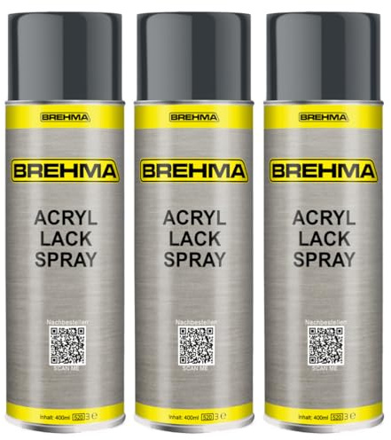 BREHMA 3x Acryl Lackspray Ral 7016 Antrazitgrau glänzend Lack Farbe Sprühfarbe 400ml