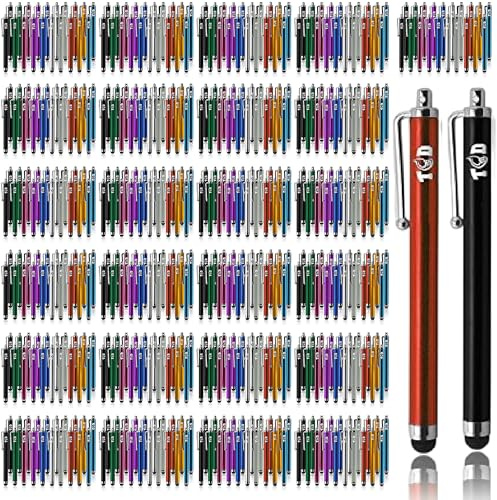 TCD 500 Pack Stylus Pen for iPad, High Precision Universal Capacitive Bulk Digital Stylus Pen – Compatible w/iPhone, Tablet, Touchscreen Laptop – Rubber Tip Styluses for All Touch Screen Device, Multi