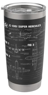 Plano militar estadounidense C-130J Super Hercules Vaso térmico de acero inoxidable de doble pared