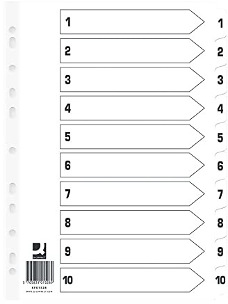 Q Connect Index 1-10 Board Reinforced White (25 Pack)