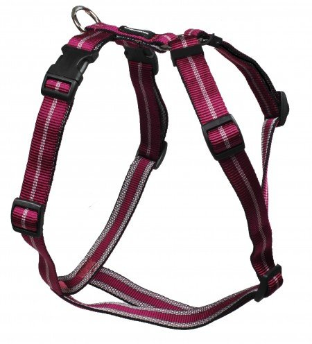 Feltmann Mopsgeschirr Hundegeschirr Soft Nylon, Pflaume mit Streifen, 7-13 kg, 20mm