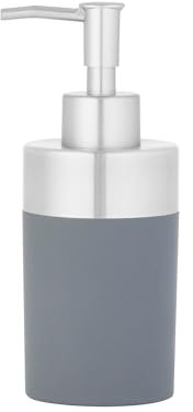 axentia Seifenspender Lena, dekorative Badausstattung, runder Dosierer für Flüssigseife oder Lotion, Badaccessoires aus Edelstahl, gummierter Kunststoff, ca. 6,8 x 6,8 x 17 cm, anthrazit