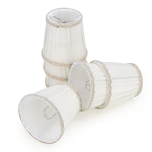 Fuloon Set di 6 Paralume in Tessuto, Moderna Coprilampada Tessuto Piccolo per Candela Lampadario di Cristallo Lampada da Parete