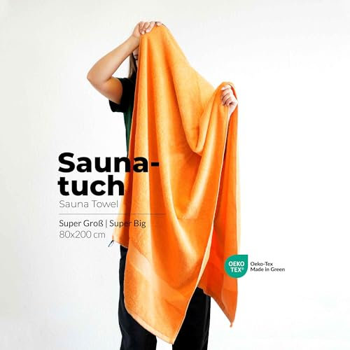 etérea Carli Frottee Handtücher Set - 100% Baumwolle - Oekotex 500 GSM - Bath Towel Frottiertücher - Saunatuch, Badehandtuch Groß 80x200 cm - Safran