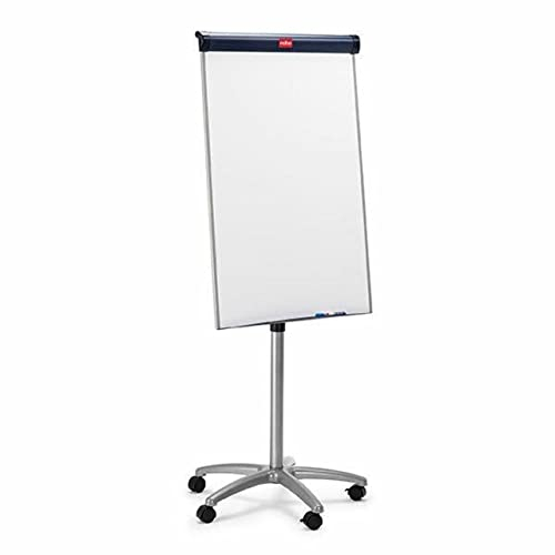 Nobo Impression Pro - Tableau Blanc sur Roulettes, Magnétique & Effaçable à Sec, avec Roulettes Pivotantes Verrouillables, Porte-Marqueur & Crochets pour Feuilles Inclus, Blanc, 1902386