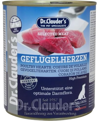 Dr. Clauders Selected Meat Geflügelherzen | 6X 800g Hundefutter nass