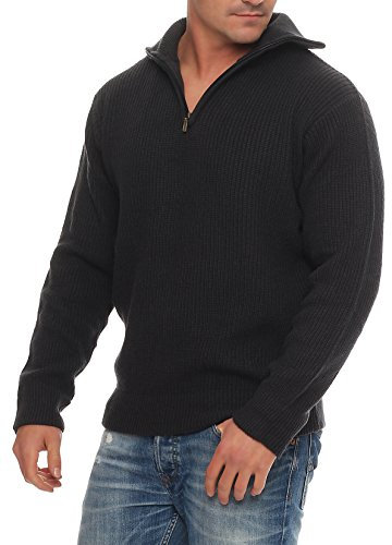 Arbeitspullover, Hamburger Troyer, Strickpullover, Seemannspullover, Isländer mit Schurwolle, Gr. 52/L anthrazit