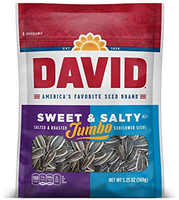 David Seeds Jumbo Sunflower, Sweet and Salty Flavor, 5.25 Ounce (Pack of 12)
