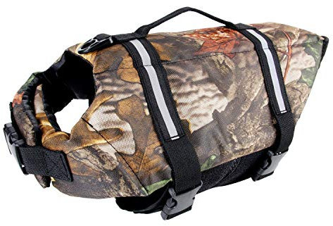 Schwimmweste für Hunde, Camouflage, mit verstellbarem Gürtel (XS)