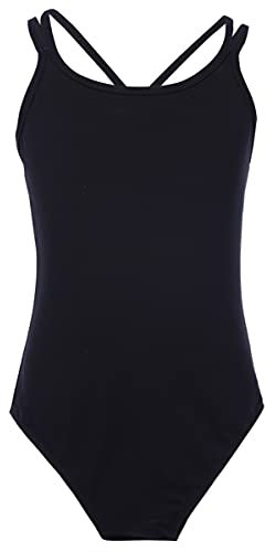 iEFiEL Kinder Ballettanzug Mädchen Ballett Trikot Turnanzug Gymnastikanzug Ballettkleidung in schwarz weiß blau lila Schwarz 98-104
