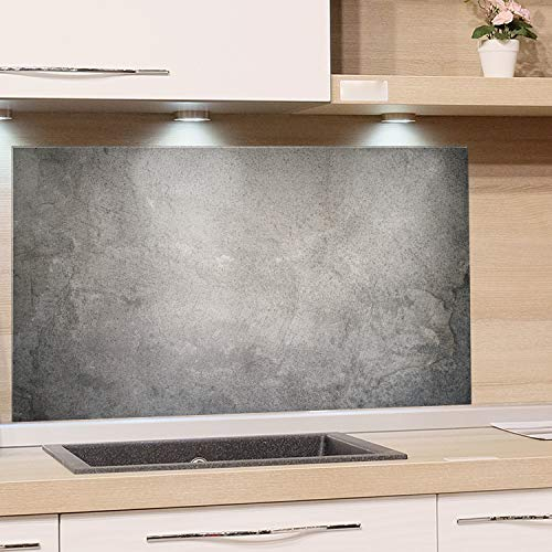 Spritzschutz Glas Granit Grau Marmor, Glasbild als Küchenrückwand Glas - Küchenspiegel - Wandschutz Küche Herd Glasrückwand für Küche, 80x40cm