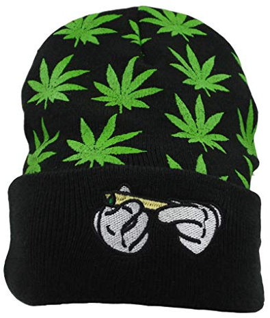 FGSS Rolling Hands Stickerei Weed Marihuana Beanie Mütze Skully (Grün)
