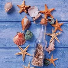 20 Servietten, Maritim, Muscheln und Flasche, 33x33cm