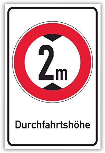 SCHILDER HIMMEL anpassbares Durchfahrtshöhe Schild 21x15cm Kunststoff mit Schrauben, 2 Meter Nr 695 eigener Text/Bild verschiedene Größen/Materialien