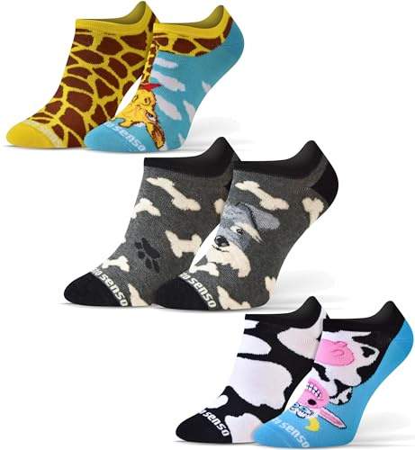 sesto senso Lustige Sneaker Socken Baumwolle Bunte Füßlinge Damen Herren 1-3 Paar Funny Socks