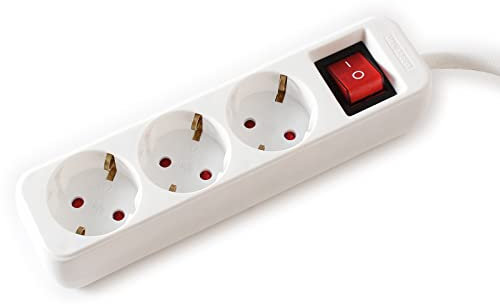Value Bâti de Prises Triple avec Interrupteur, Blanc, 6 m