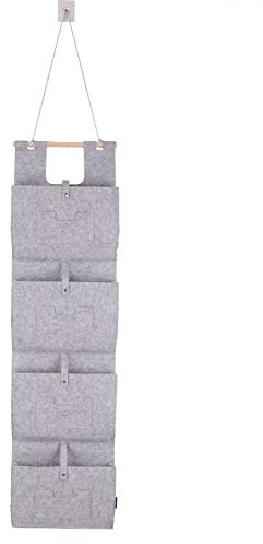 RAIKOU Filzhängetasche Organizer zum Aufhängen an Wand und Tür Wandtasche Filztasche großen Fächern Faltbare Aufhängetasche Fürs Wohnzimmer Kinderzimmer am Schreibtisch und im Bad (Grau,4 Taschen)
