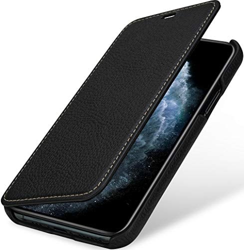 STILGUT Custodia compatibile con iPhone 11 Pro, in vera pelle, colore: Nero
