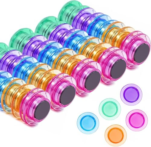 Qualsen 50 Piezas Imanes Nevera Multicolores,Imanes Potentes,Imanes Pizarra Mgnetica,Iman Nevera,Imanes para Pizarra Magnetica Blancas Pizarra Magnetica Nevera Oficina, Escuela (5 Colores)