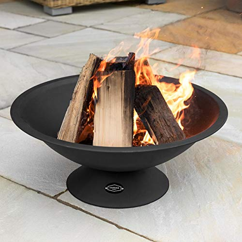 Harrier Outdoor Fire Pits - 5 Styles, Wood & Charcoal, Optional Grill Upgrade, Stylish Fire Pit Bowls (22in)