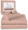 Pizuna 100% Cotton Super King Bed Sheet Set Rose Pink, 400 Thead Count Long Staple Cotton Bedding Set 300x280 cm, Soft Sateen 4 PC King Bed Sheet Set -Fitted Sheet, Flat Sheet & 2 Pillowcases