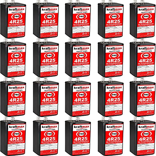 kraftmax 20er Pack 4R25 PRO - 6V Hochleistungs- Industrial Longlife Blockbatterie - 6 Volt Batterie Block - NEUSTE Generation 4R25X