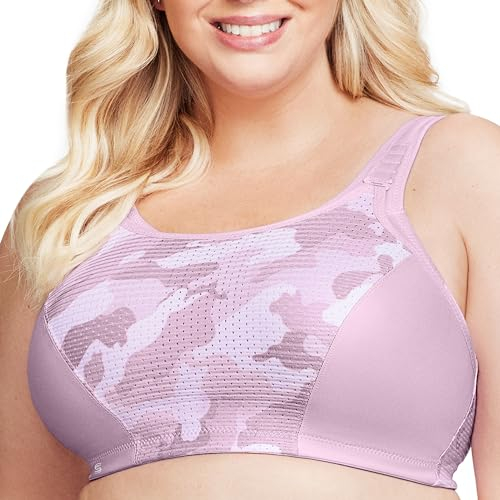 Glamorise Große Größen Plusgröße Sport-BH mit variablem Halt ohne Bügel Nr. 1166, Pink Camouflage, 80E