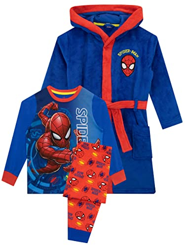 Marvel Jungen Bademäntel Pyjama Spiderman Blau 122