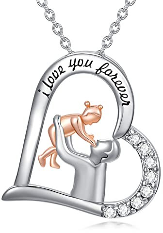 Flpruy Vater Tochter Kette 925 Sterling Silber Mädchen Tochter Halskette Liebe Herz Anhänger Kette Schmuck Geschenk für Tochter Damen Mädchen