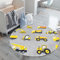 Poowe Runder Bau-Trucks, Kinderbereich, weich, flauschig, Kinder-Bauteppiche für Spielzimmer, rutschfester Bagger, Kinderzimmerteppich für Jungenzimmer, 1,9 m