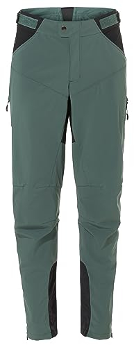 VAUDE Men's Qimsa Softshell Pants II |Ganzjahres-Biker Softshellhose - Winddicht & Atmungsaktiv | Umweltfreundlich hergestellt | Wasserdichte Besätze | Elastischer Hosenbund | Reflexelemente