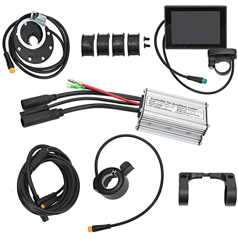 BuyWeek E-Bike Brushless Motor Controller Kit, DC 36V/48V Elektrofahrrad Bürstenloser Controller wasserdichte LCD Display Meter 130X Daumengas 8C Power Assist Sensor Kit