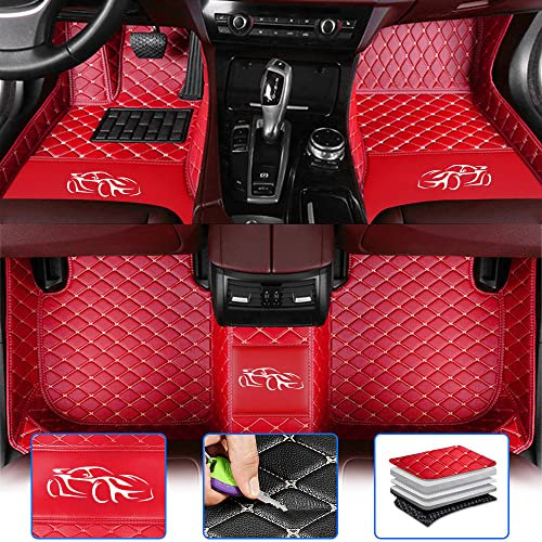 maipula Auto Fußmatten passend für BMW 650i Gran Coupe 2016 Custom Style Luxus Leder All Weather Protection Bodenbelag Full Set, rot