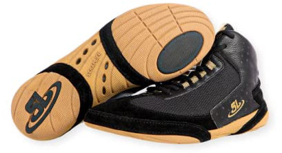 ScrapLife Wrestling | Ascend One Wrestling Shoes | Black & Gold | Premium Quality | Wrestlers Choice!, Black/Gold, 5 UK