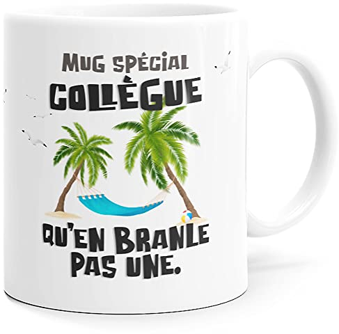 Mug Spécial Collègue Tasse Message Humour Drôle Amitié. Idée Cadeau Original Rigolo Départ en Retraite Pot Mutation Travail Bureau Ami Homme Femme pour Anniversaire Noël. Céramique 325ml