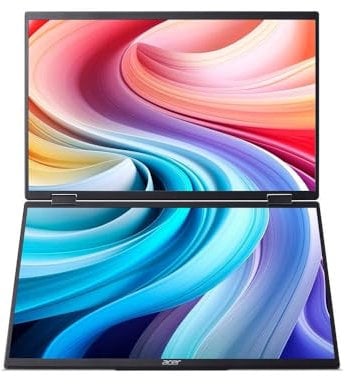 Acer PD3 PD193QE, Monitor, Dualer Faltbarer tragbarer, 18.5 Full HD IPS, 100 Hz, Schwarz