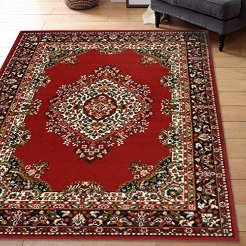 HaziQ Virtuoso Traditional Medallion Red Area Rug Living Room/Bedroom Rugs Large W160 x L230cm (5.3ft x 7.7ft)