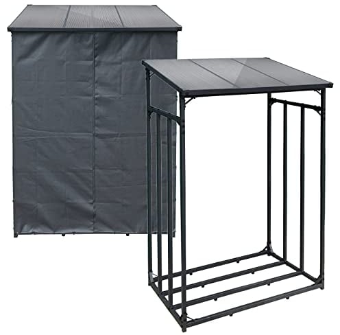 Toboli Scaffale portalegna da Esterno 133 x 83 x 185 cm con Telo Legnaia in Metallo per Legna da Camino