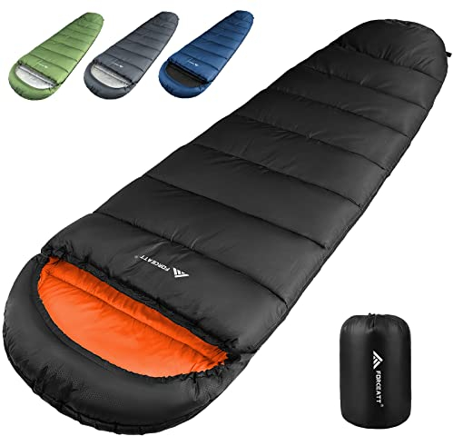 Forceatt Sac de Couchage, 10℃~20℃ pour 3 Saisons Ultraléger Sac Couchage Momie pour Adultes, Compact Sac Couchage Sarcophage pour Voyage, Camping, Randonnée (1,4kg)